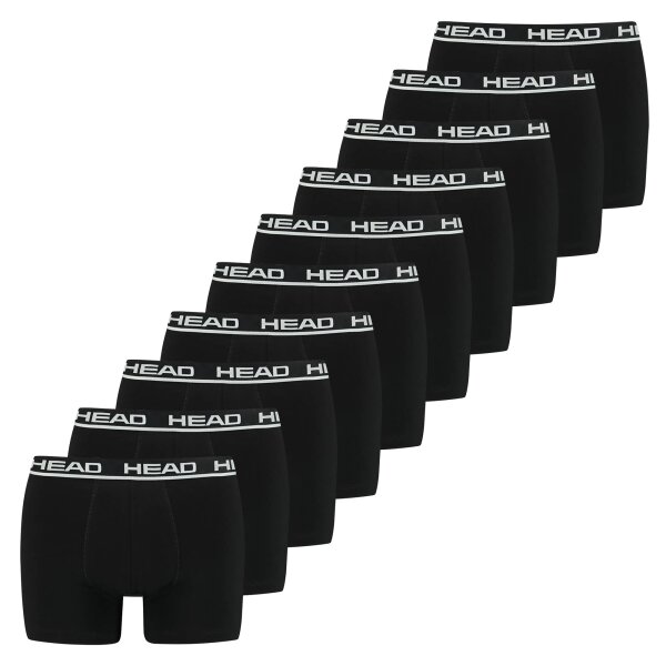 HEAD Mens Boxer Trunks, 10 Pack - Basic Boxer Trunks ECOM, Stretch Cotton Black M (Medium)
