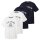 TOM TAILOR Mens T-shirt, 4-Pack – Logo T-shirt, crew neck, regular fit, cotton, print Blue/White M (Medium)