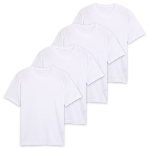 TOM TAILOR Herren T-Shirt, 4er Pack - Crew Neck Tee, Rundhals, Regular Fit, Baumwolle Weiß M