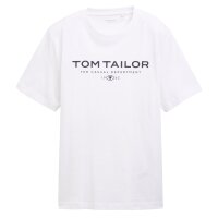 TOM TAILOR Men’s T-Shirt, 4-Pack - T-Shirt with Print, Crew Neck, Regular Fit, Cotton Blue/White M (Medium)