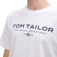 TOM TAILOR Men’s T-Shirt, 4-Pack - T-Shirt with Print, Crew Neck, Regular Fit, Cotton Blue/White M (Medium)