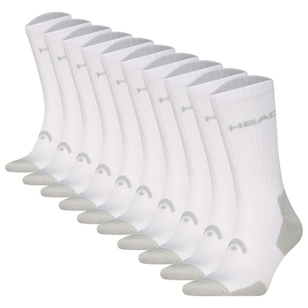 HEAD Unisex Tennissocken, 10er Pack - ELEMENTS TENNIS CREW ECOM, Sportsocken Weiß 35-38