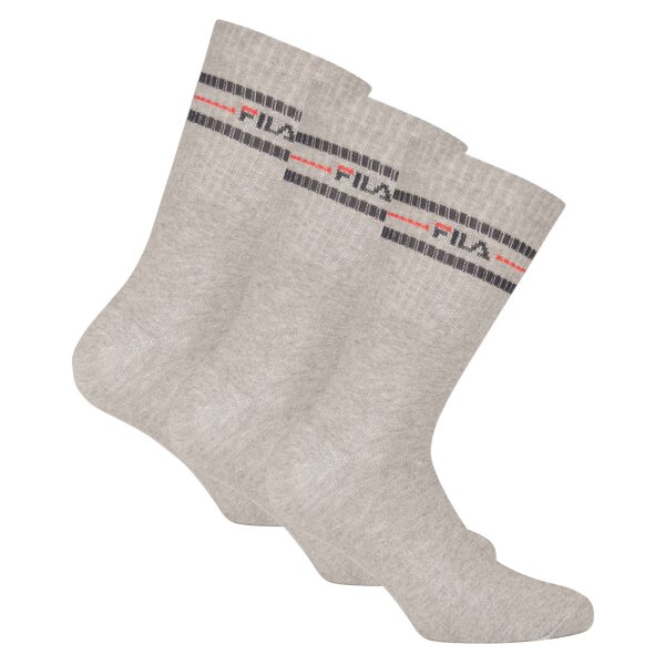 FILA Unisex Socks 3 pairs - Street, Sport, Lifestyle, Socks Set, Stripes, 35-46 Grey 35-38 (3-5 UK)