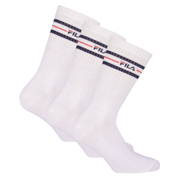 FILA Unisex Socks 3 pairs - Street, Sport, Lifestyle, Socks Set, Stripes, 35-46 White 39-42 (6-8 UK)