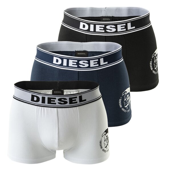 DIESEL Mens Boxershorts 3 Pack - UMBX-Shawnthreepack, Trunks Black/White/Blue XL (X-Large)