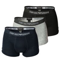 EMPORIO ARMANI Men Boxer Shorts Pack of 3 - Mens Knit Trunk, Pure Cotton, uni Navy/Grey/Black S (Small)