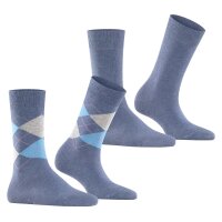 Burlington Damen Socken Everyday Mix 2er Pack - Raute und Uni, One Size, 36-41 Blau