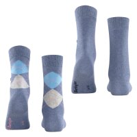 Burlington Damen Socken Everyday Mix 2er Pack - Raute und Uni, One Size, 36-41 Blau