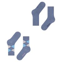 Burlington Ladies Socks Everyday Mix 2er Pack - Rhomb and Uni, One Size, 36-41 blue