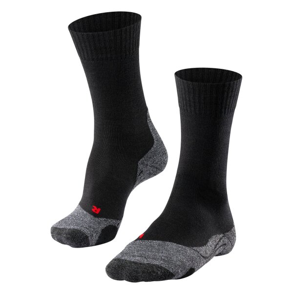 FALKE Damen Socken - Trekking Socken TK 2, Ergonomic, Merinowoll-Mix Schwarz 37-38