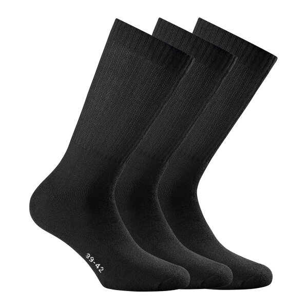 Rohner Unisex Sports Socks, 3-pack - Basic Sport, solid color Black  43-46