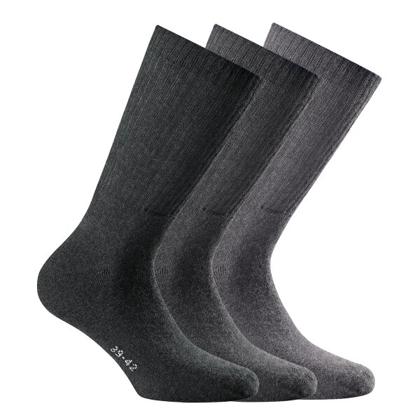 Rohner Basic Unisex Sport Socken, 3er Pack - Basic Sport, einfarbig Hellgrau/Grau/Dunkelgrau 35-38