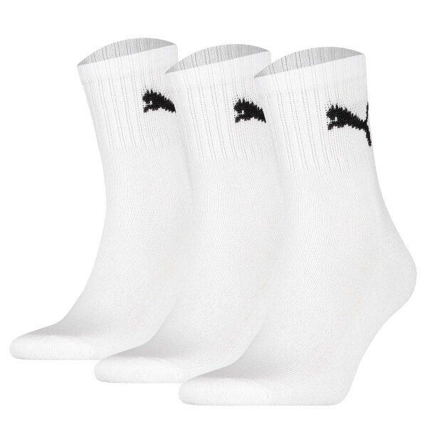 PUMA Unisex Sport Socks, 3 Pairs - Short Crew Socks, Tennis Socks, plain White 35-38 (UK 2.5-5)