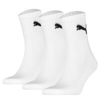 PUMA Unisex Sportsocken, 3 Paar - Short Crew Socks, Tennissocken, einfarbig Weiß 35-38