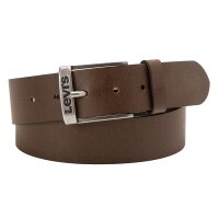 Levis Mens Belt - NEW DUNCAN, leather belt with buckle, logo, genuine leather Dark Brown 100 cm