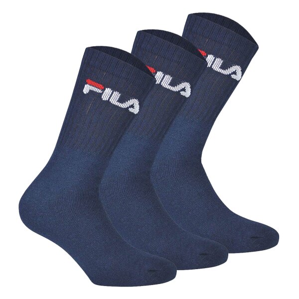 FILA Unisex socks 3 pairs - tennis socks, crew socks, terry, sport, logo 35-46 Marine 39-42 (6-8 UK)