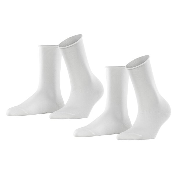 ESPRIT Damen Socken, 2er Pack - Rollrand, feinste Baumwollmischung, einfarbig Weiß 39-42 (UK 5.5-8)