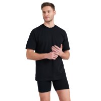SCHIESSER Herren American T-Shirt 2er Pack - 1/2 Arm, Unterhemd, Rundhals Schwarz S