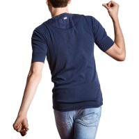 SCHIESSER Revival mens shirt, 1/2 sleeve, short sleeve undershirt, Karl Heinz - dark blue