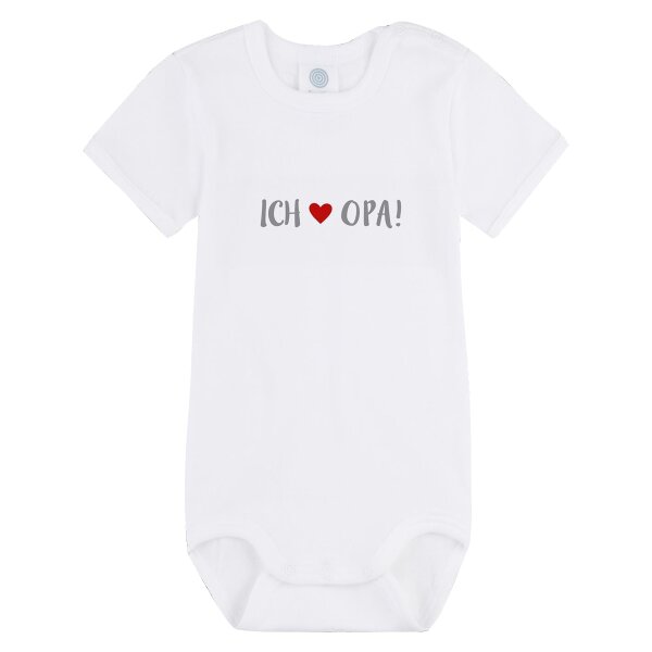 Sanetta Baby Body, Kurzarm, Strampler mit Aufdruck "Ich mag Opa" - Weiß 68 (5 Monate)