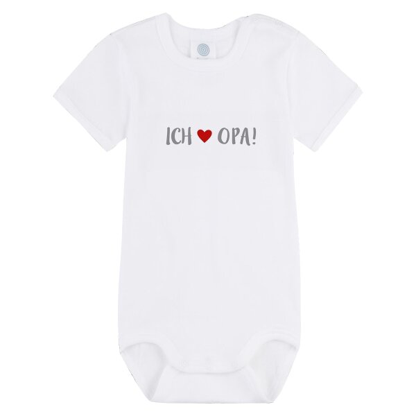 Sanetta Baby Body, short sleeve, romper with imprint "Ich mag Oma" - White 80 (9 Months)