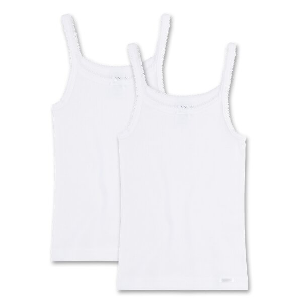 Sanetta Girls Undershirt Pack of 2 - Shirt without Sleeves, Top,Basic, white
