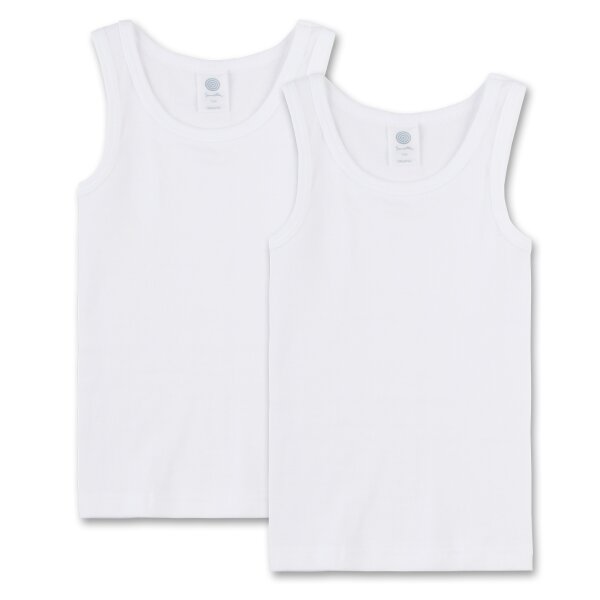 Sanetta Jungen Unterhemd 2er Pack - Shirt ohne Arm, Tank Top, Basic, Organic Cotton, weiß