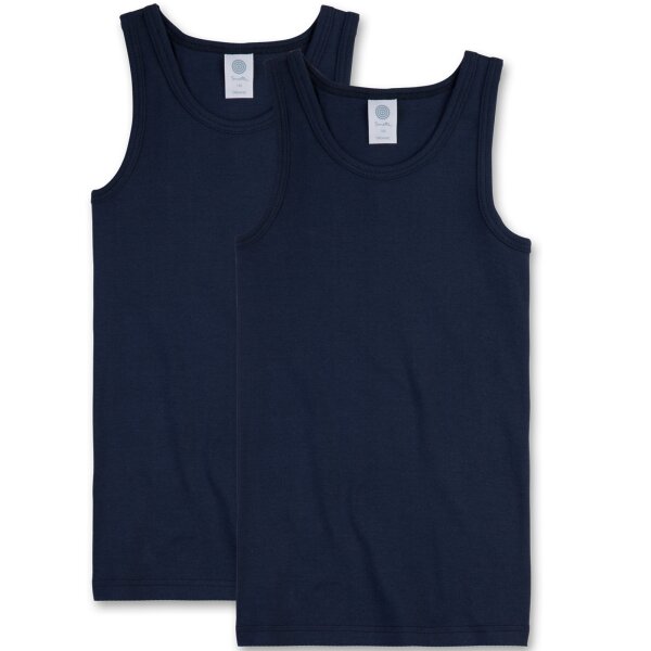 Sanetta Jungen Unterhemd 2er Pack - Shirt ohne Arme, Tank Top, Basic, Organic Cotton, dunkelblau