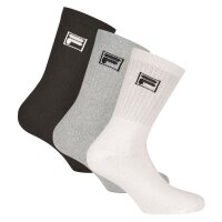 FILA 3 Paar Socken Unisex - Frottee Tennissocken, Crew Socks, Logobund, 35-46 Classic Mix (Schwarz, Weiß, Grau) 39-42 (6-8 UK)