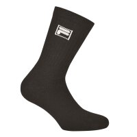 FILA 3 pair socks unisex - terry tennis socks, crew socks, logo waistband, 35-46 Black 9-11 UK