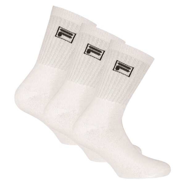 FILA 3 Paar Socken Unisex - Frottee Tennissocken, Crew Socks, Logobund, 35-46 Weiß 43-46 (9-11 UK)