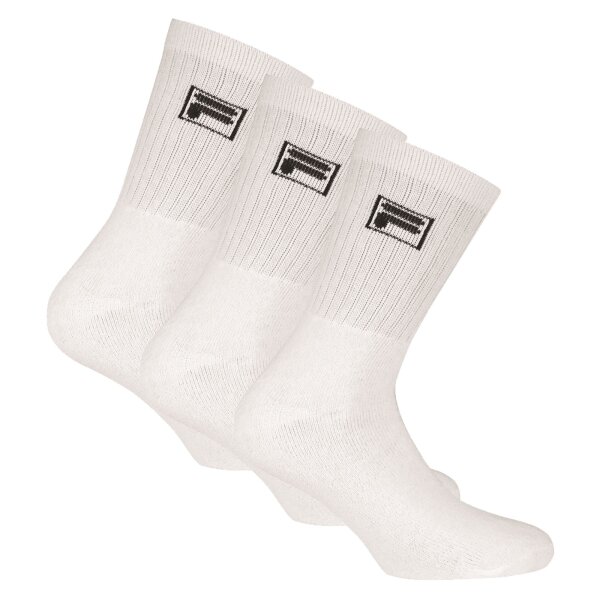 FILA 3 Paar Socken Unisex - Frottee Tennissocken, Crew Socks, Logobund, 35-46 Weiß 43-46 (9-11 UK)