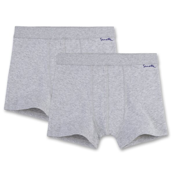 Sanetta Jungen Shorts 2er Pack - Pant, Unterhose, Organic Cotton, 104-176, hellgrau