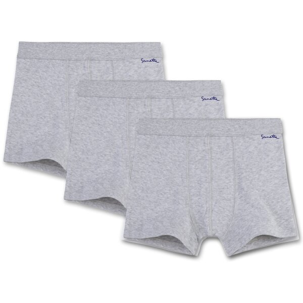 Sanetta Jungen Shorts 3er Pack - Pant, Unterhose, Organic Cotton, 104-176, hellgrau