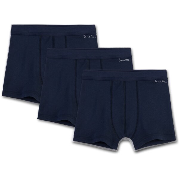 Sanetta Jungen Shorts 3er Pack - Pant, Unterhose, Organic Cotton, 104-176, dunkelblau