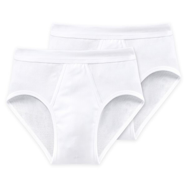 SCHIESSER Herren Slips 2er Pack -  Feinripp, Sportslip, Cotton Essentials White L (Large)