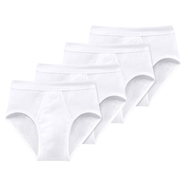 SCHIESSER Herren Slips 4er Pack - Feinripp, Sportslip, Cotton Essentials, weiß L (Large)