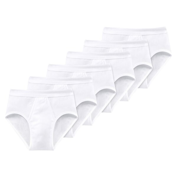 SCHIESSER Herren Slips 6er Pack -  Feinripp, Sportslip, Cotton Essentials, weiß M (Medium)