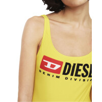 DIESEL Damen Badeanzug - BFSW-FLAMNEW, One-Piece, Einteiler, Denim Division Logo Gelb XS (X-Small)