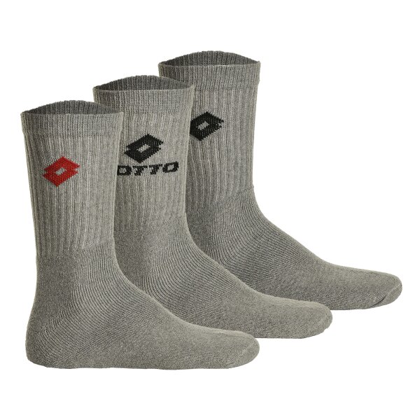 LOTTO 3 Pair Tennis Socks Unisex, Terrycloth Sports Socks, Unicoloured Grey 3-5 UK