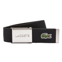 LACOSTE Herren Gürtel aus Stoff - schönes Etui, gravierter Schiebeschnallenverschluss  schwarz 90 cm