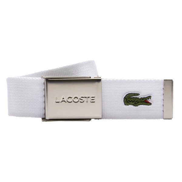 LACOSTE Mens Belt made of Fabric - practical Case, engraved sliding Buckle Closure  white 90 cm