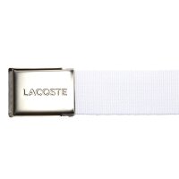 LACOSTE Herren Gürtel aus Stoff - schönes Etui, gravierter Schiebeschnallenverschluss  weiß 90 cm