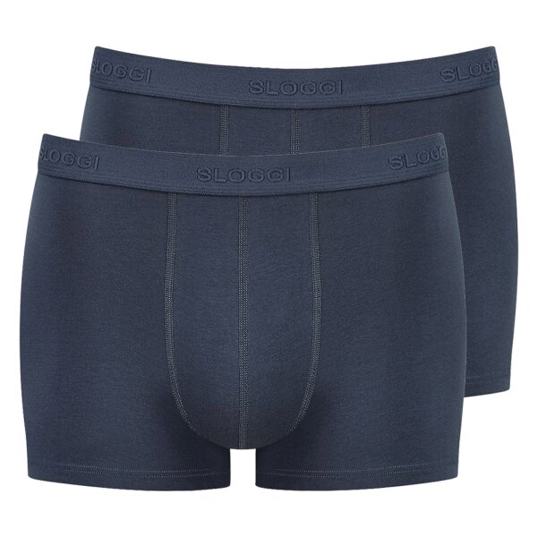 Sloggi Herren Boxer Shorts, 2er Pack - 24/7, Baumwolle, einfarbig blau S (Small)