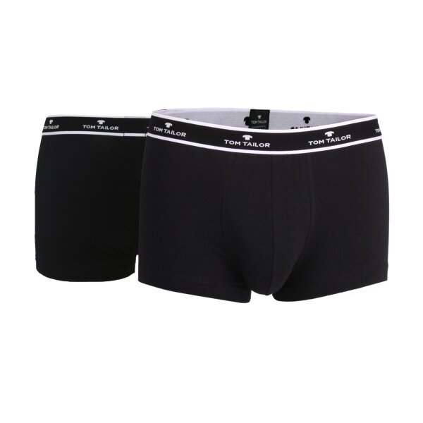 TOM TAILOR Herren Pants, 2er Pack - Short, Single Jersey, Logobund, einfarbig Schwarz L