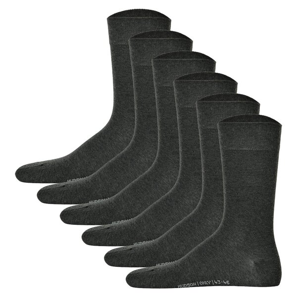 Hudson 6 Paar Herren Socken - Only, Strumpf, Komfortbund, Einfarbig (3x 2-Pack) Grau Melange 43-46 (9-11 UK)
