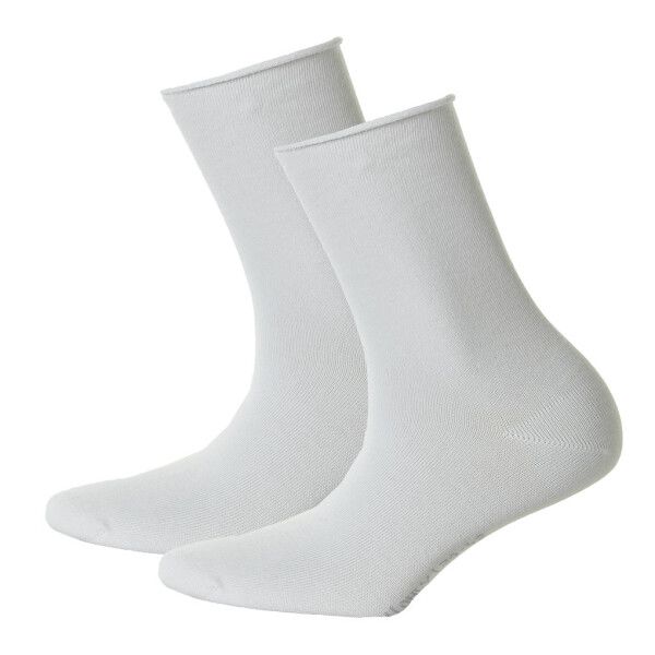 Hudson 2 Paar Damen Socken - Only 2-Pack, Strumpf, Rollrand, Einfarbig Weiss 39-42 (5,5-7,5 UK)