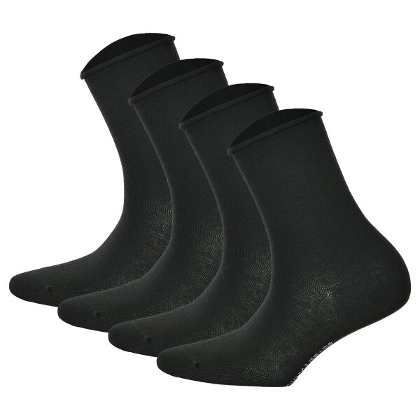 Hudson 4 Paar Damen Socken - Only, Strumpf, Rollrand, Einfarbig (2x 2-Pack) Schwarz 35-38 (2,5-4,5 UK)