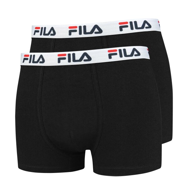 FILA Herren Boxer Shorts, 2er Pack - Baumwolle, einfarbig schwarz S (Small)