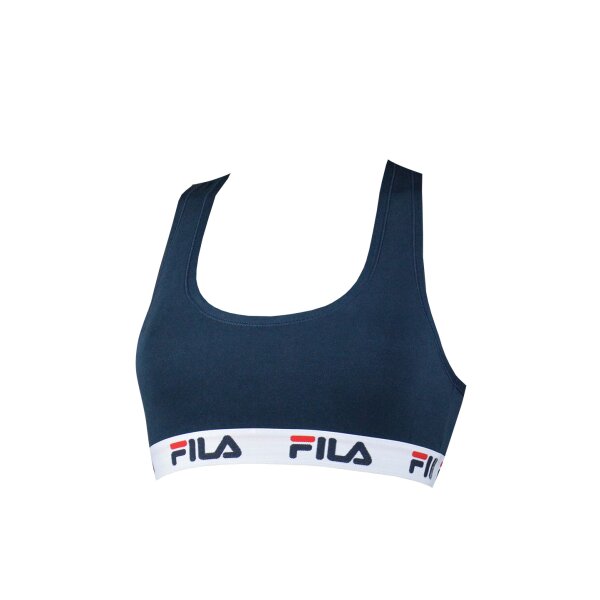 FILA Damen Bustier -  ungepolsterter Bra, ohne Bügel, Baumwolle, einfarbig marineblau XS (X-Small)